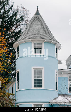Ein blaues Haus in Nyack, New York Stockfoto