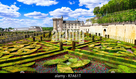 Schöne alte Schloss Villandry, Loire Tal, Frankreich. Stockfoto