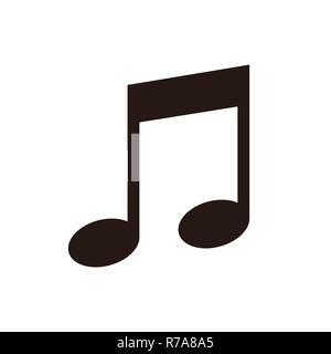 Symbol Musiknote isoliert auf weißem Hintergrund Stockfoto