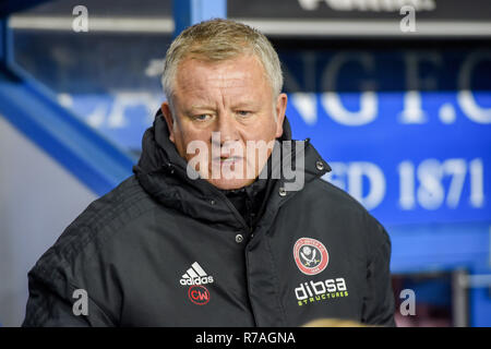 Madejski Stadium, London, UK. 8. Dezember 2018. Sky Bet Meisterschaft, Lesen v Sheffield United; Chris Wilder Manager von Sheffield United vor ko Credit: Phil Westlake/News Bilder, Englische Fußball-Liga Bilder unterliegen DataCo Lizenz Credit: Aktuelles Bilder/Alamy leben Nachrichten Stockfoto