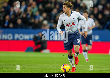 Leicester, Großbritannien. 8. Dez 2018. Dele Alli von Tottenham Hotspur beim Premier League Spiel zwischen Leicester City und Tottenham Hotspur für die King Power Stadion, Leicester, England am 8. Dezember 2018. Foto von Matthew Buchan. Nur die redaktionelle Nutzung, eine Lizenz für die gewerbliche Nutzung erforderlich. Keine Verwendung in Wetten, Spiele oder einer einzelnen Verein/Liga/player Publikationen. Credit: UK Sport Pics Ltd/Alamy leben Nachrichten Stockfoto