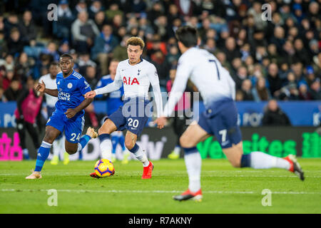 Leicester, Großbritannien. 8. Dez 2018. Dele Alli von Tottenham Hotspur beim Premier League Spiel zwischen Leicester City und Tottenham Hotspur für die King Power Stadion, Leicester, England am 8. Dezember 2018. Foto von Matthew Buchan. Nur die redaktionelle Nutzung, eine Lizenz für die gewerbliche Nutzung erforderlich. Keine Verwendung in Wetten, Spiele oder einer einzelnen Verein/Liga/player Publikationen. Credit: UK Sport Pics Ltd/Alamy leben Nachrichten Stockfoto