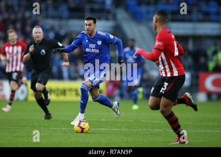 Cardiff, Großbritannien. 8. Dez 2018. Victor Camarasa von Cardiff City in Aktion. Premier League match, Cardiff City v Southampton an der Cardiff City Stadion am Samstag, den 8. Dezember 2018. Dieses Bild dürfen nur für redaktionelle Zwecke verwendet werden. Nur die redaktionelle Nutzung, eine Lizenz für die gewerbliche Nutzung erforderlich. Keine Verwendung in Wetten, Spiele oder einer einzelnen Verein/Liga/player Publikationen. pic von Andrew Obstgarten/Andrew Orchard sport Fotografie/Alamy leben Nachrichten Stockfoto