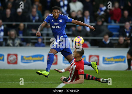 Cardiff, Großbritannien. 8. Dez 2018. Nathaniel Mendez-Laing von Cardiff City in Aktion. Premier League match, Cardiff City v Southampton an der Cardiff City Stadion am Samstag, den 8. Dezember 2018. Dieses Bild dürfen nur für redaktionelle Zwecke verwendet werden. Nur die redaktionelle Nutzung, eine Lizenz für die gewerbliche Nutzung erforderlich. Keine Verwendung in Wetten, Spiele oder einer einzelnen Verein/Liga/player Publikationen. pic von Andrew Obstgarten/Andrew Orchard sport Fotografie/Alamy leben Nachrichten Stockfoto