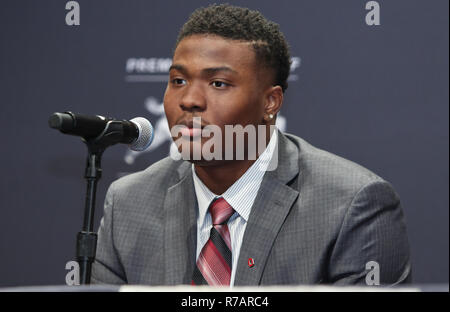 NEW YORK - Dez 8: Ohio State quarterback Dwayne Haskins während einer Pressekonferenz vor der 84th Heisman Trophy Zeremonie am 8. Dezember 2018 im New York Marriott Marquis in New York City. Credit: AKPhoto/Alamy leben Nachrichten Stockfoto