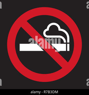 No smoking sign. Rauchen verboten Symbol auf schwarzem Hintergrund Stockfoto