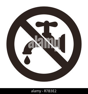 Kein Trinkwasser auf weißem Hintergrund Stockfoto