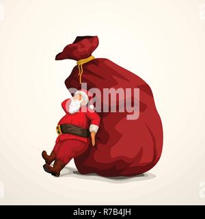 Santa drücken Tasche Stock Vektor