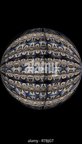 Ein tief schwarzen Hintergrund mit einer Vordergrundfarbe ball von verschiedenen Mustern und Farben. Stockfoto