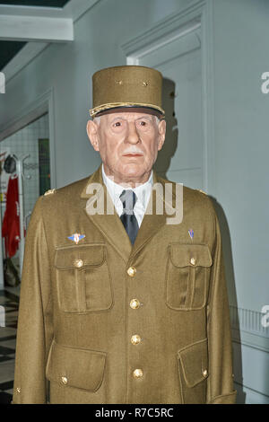 MONTREAL, KANADA - 23. SEPTEMBER 2018: Charles André Joseph Marie de Gaulle, französischer Offizier und Staatsmann. Wachsfigurenkabinett Musée Grévin in Montreal, Quebec, Cana Stockfoto