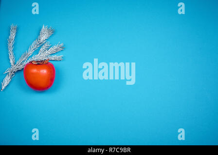 Filiale Weihnachtsbaum auf einem farbigen Hintergrund, ein Platz für Text Stockfoto