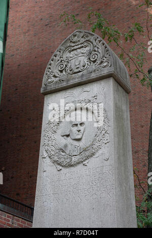 John Hancock's Grab in der historischen Getreidespeicher Grabstätte auf dem Freedom Trail in Boston, MA, USA Stockfoto