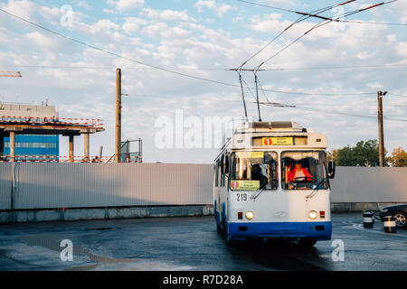 Chabarowsk, Russland - September 14, 2018: alte Straßenbahn Bus Stockfoto