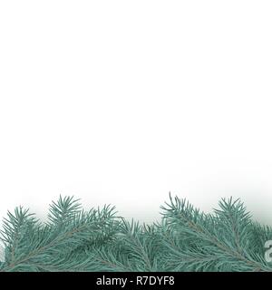 Tanne realistische Grenze Hintergrund. Weihnachtsbaum brancher Textur. Winter saisonale Dekorationen mit Platz für Text. Vector Illustration isoliert o Stock Vektor