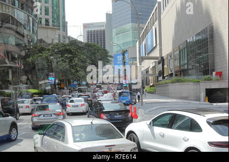 Heavy Traffic Jam in Bukit Bintang, Kuala Lumpur, Malaysia Stockfoto