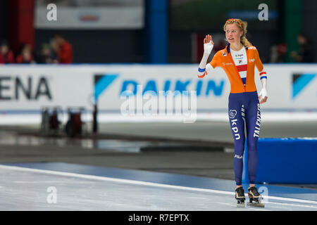 Tomaszów Mazowiecki, Polen. 9. Dez 2018. ISU World Cup Speedskating. 5000 m Damen A - Abteilung, Sieger Esmee Visser während der WM Tomaszow 9. Dezember Credit: Pro Schüsse/Alamy leben Nachrichten Stockfoto