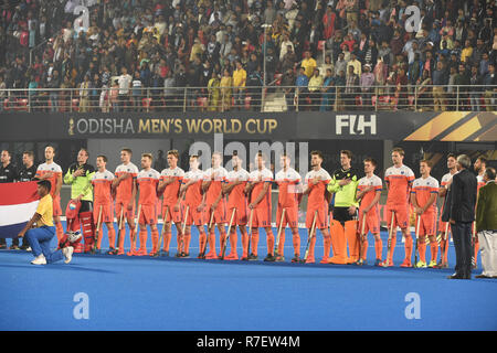 Bhubaneswar, Indien, 09. Dezember 2018 Fieldhockey Weltmeisterschaften: Niederlande v Pakistan Line up Niederlande Stockfoto