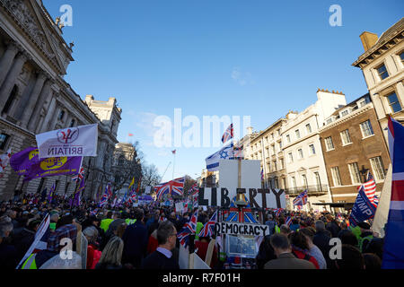 London, Großbritannien. 9. Dezember 2018. Demonstranten auf dem Brexit Verrat März und Kundgebung in Whitehall. Credit: Kevin J. Frost-/Alamy leben Nachrichten Stockfoto