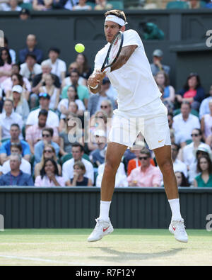 Juan Martin Del Potro in Aktion gegen Ernests Gulbis am Tag vier der