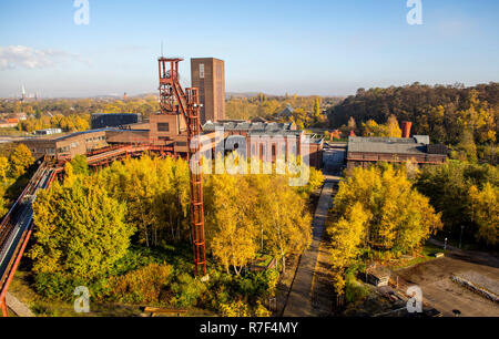 Zeche Zollverein, ehemalige Zeche, UNESCO-Weltkulturerbe, fördergerüst, Grube Nr. 12, an der Rückseite der Box 1-2-8, Essen Stockfoto