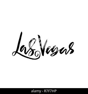 Las Vegas, USA. Typografie trockenen Pinsel Schriftzug Design. Hand gezeichnet Kalligraphie Poster. Vector Illustration. Stock Vektor