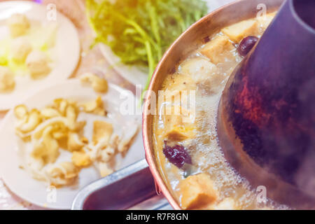 Doppel Geschmack hot pot close-up Stockfoto