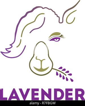 Logo Line Vektor-illustration lavendel Lama Tierökologie Stock Vektor