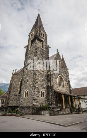 Alte Kirche in Interlaken Schweiz Stockfoto