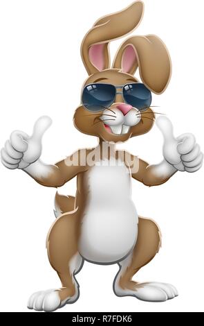 Osterhase Cool Rabbit Cartoon geben Daumen bis Stock Vektor