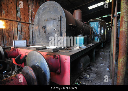 Carnforth, Lancashire, UK, 27. Dezember 2008. Aufgegeben, Züge und Fahrzeuge bei der einst legendären Steamtown in Carnforth der Motive Power Depot (MPD), Lancashire, war eine Attraktion in den 1970er bis 1990er Jahren. Die Werft statt Pullman Lager, alten Britischen Eisenbahnen und Inter-City Lager, Royal Mail Kutschen sowie viele Dampf und Diesel Züge. Quelle: Michael Scott/Alamy leben Nachrichten Stockfoto