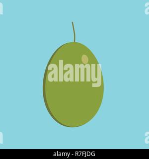Grüne Oliven Symbol in flacher Ausführung mit blauen Hintergrund. Stock Vektor