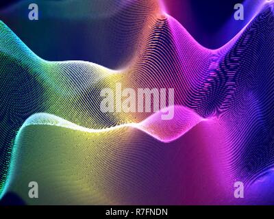 3D-Visualisierung von Schallwellen. Große Daten oder Informationen Konzept: Multicolor Chart. Stock Vektor