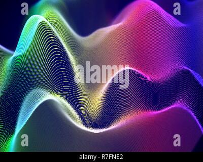 3D-Visualisierung von Schallwellen. Große Daten oder Informationen Konzept: Multicolor Chart. Stock Vektor