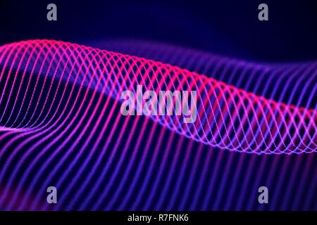 3D Sound Waves, Visual Audio Equalizer. Big Data abstrakte Visualisierung. Stock Vektor