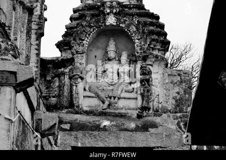 Wunderschön geschnitzten Virupaksha Temple, in Hampi, ballari Bezirk, Karnataka, Indien Stockfoto