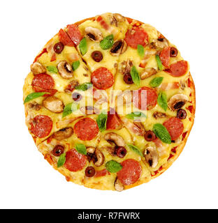 Pizza auf isoliert weißer Hintergrund Stockfoto