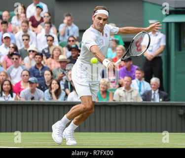 Schweizer Spieler Roger Federer in Wimbledon, London, England, Vereinigtes Königreich. Stockfoto