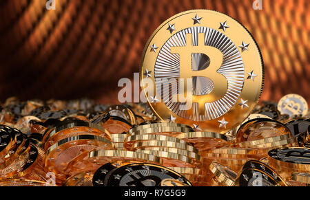 Goldene Bitcoins Stockfoto