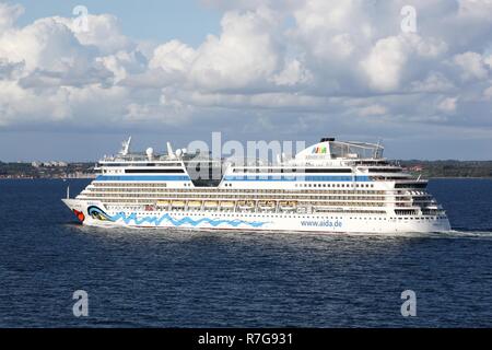 Kopenhagen, Dänemark - 26 August, 2018: Aida Luna Kreuzfahrt Reise von Kopenhagen nach Oslo in Norwegen Stockfoto