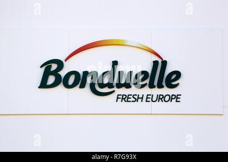 Saint Priest, Frankreich - 8 September, 2018: Die bonduelle frische Europa Logo auf eine Wand. Bonduelle ist ein französisches Unternehmen, das verarbeitetes Gemüse Stockfoto