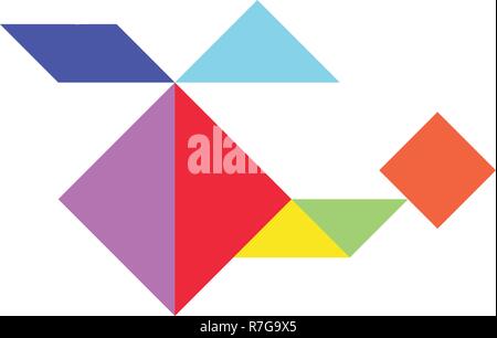 Farbe Tangram bei Hubschrauber Form auf weißem Hintergrund (Vektor) Stock Vektor