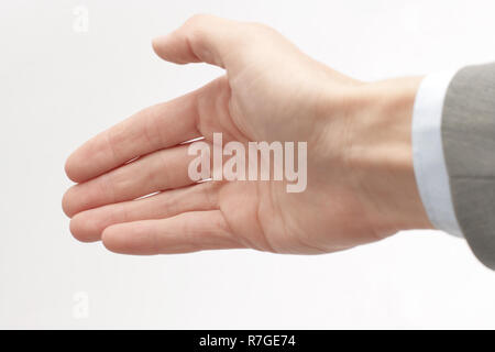 Closeup. Hand ein Geschäftsmann, der für einen Handshake ausgestreckt Stockfoto