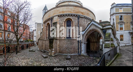 Der Temple Church, London. UK. Von den Templern der Kreuzzüge gebaut und ist bekannt als die Mutter Kirche des Common Law. Stockfoto