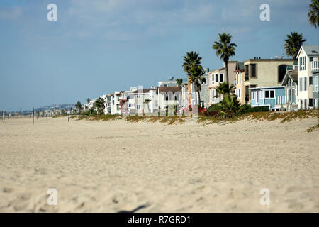 Häuser am Strand in Santa Monica, CA, USA Stockfoto