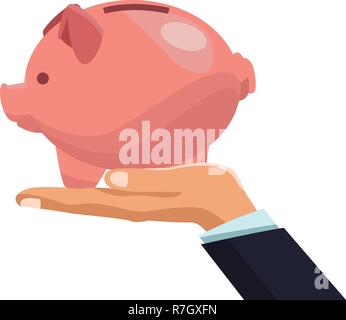 Geschäftsmann Hand piggy Stock Vektor