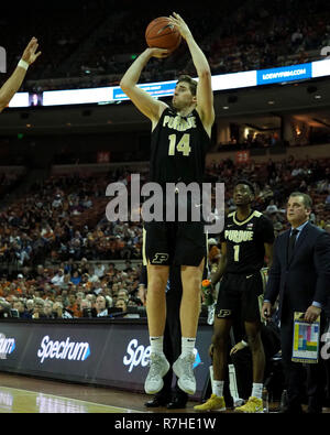 Austin, Texas, USA. 9. Dez 2018. Ryan Cline #14 der Purdue Kesselschmiede in Aktion die Texas Longhorns am Frank Erwin Center in Austin Texas vs. Texas Niederlagen Purdue 72-68. Robert Backman/Cal Sport Media. Credit: Cal Sport Media/Alamy leben Nachrichten Stockfoto