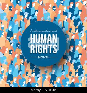 Die internationalen Menschenrechte Monat Abbildung für globale Gleichheit und Frieden mit unterschiedlichen Menschen. Stock Vektor