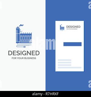 Business Logo für den Konsum-, Ressourcen-, Energie-, Fabrik, Herstellung. Vertikale blaue Business/Visitenkarte vorlage. Stock Vektor
