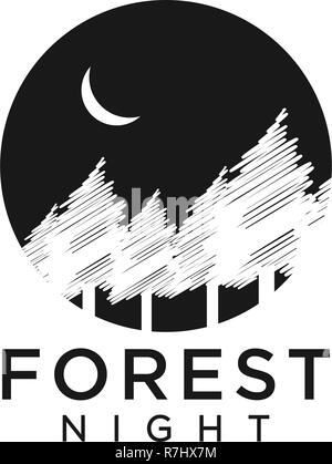 Forest Night Logo Design template Vector Stock Vektor