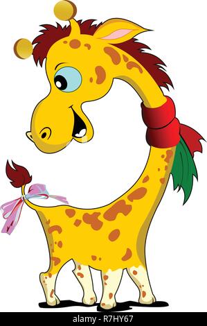 Kleine lustige Giraffe. Vector Illustration Afrika, Tier, Baby, Kalb, Kamera, Cartoon, niedlich, Giraffe, Illustration, suchen, Säugetier, Malerei, Safari, Stock Vektor